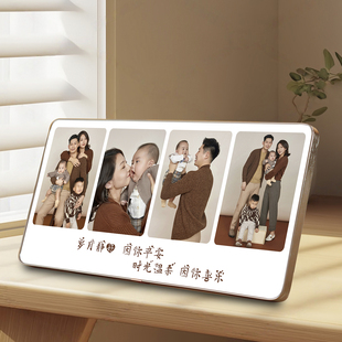 洗照片做成四联动相框全家福水晶摆台定制婚纱照儿童相册制作礼物