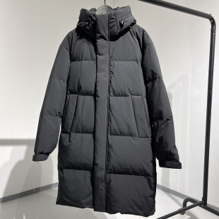103012F识体店原木巨1699男女款黑色连帽加厚保暖中长羽绒服外套