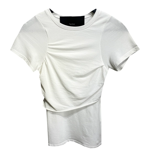 053022C ОК, черный/серо -белый нерегулярная складка, круглая шея с короткой хлопчатовод