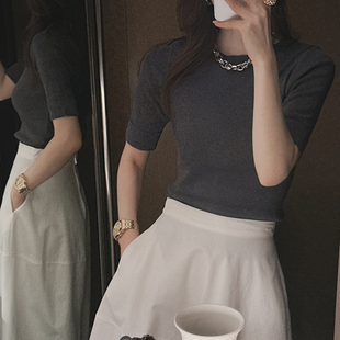 春季 官网直邮 韩国进口 针织 柔软有弹性 半袖 Mouse partysu