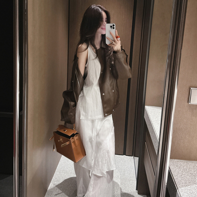 Partysu 韩国进口 官网直邮 春季 Mousse  皮革纽扣夹克外套