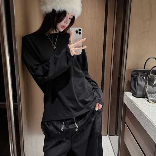 Partysu 韩国进口 官网直邮 冬季 Under  蕾丝长袖圆领T恤