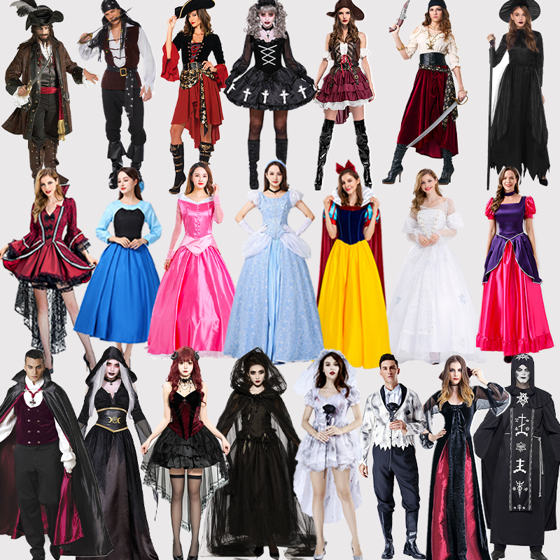 万圣节海盗吸血鬼新娘cosplay白雪公主经典礼服长发睡美人礼服