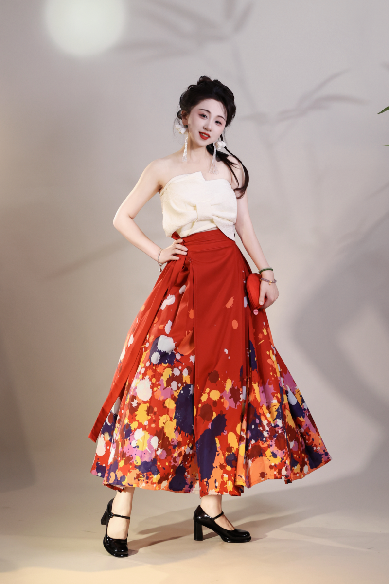 马面裙面料艺术印花汉服小众设计