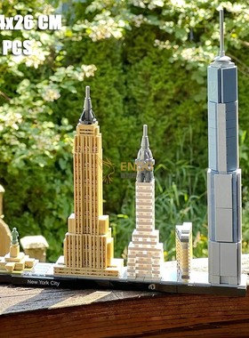 中国积木21028纽约天际线自由女神像城市建筑街景拼装玩具摆件