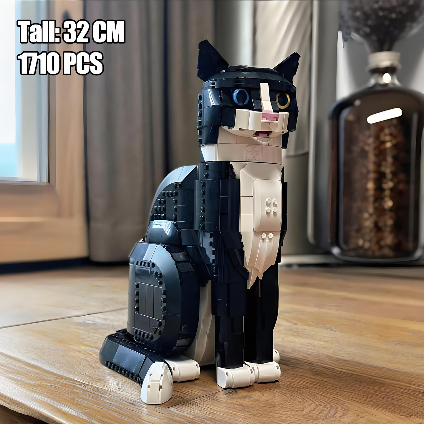 燕尾服猫奶牛猫拼装积木礼物