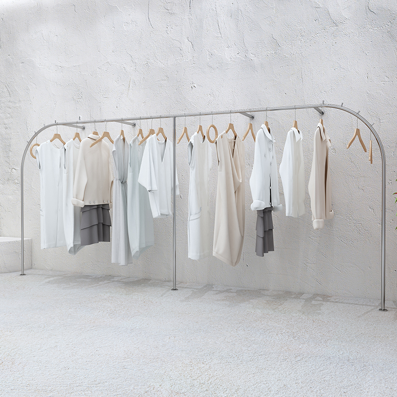 服装店展示架童装店靠墙异形架个性弧形展示架不锈钢陈列架创意