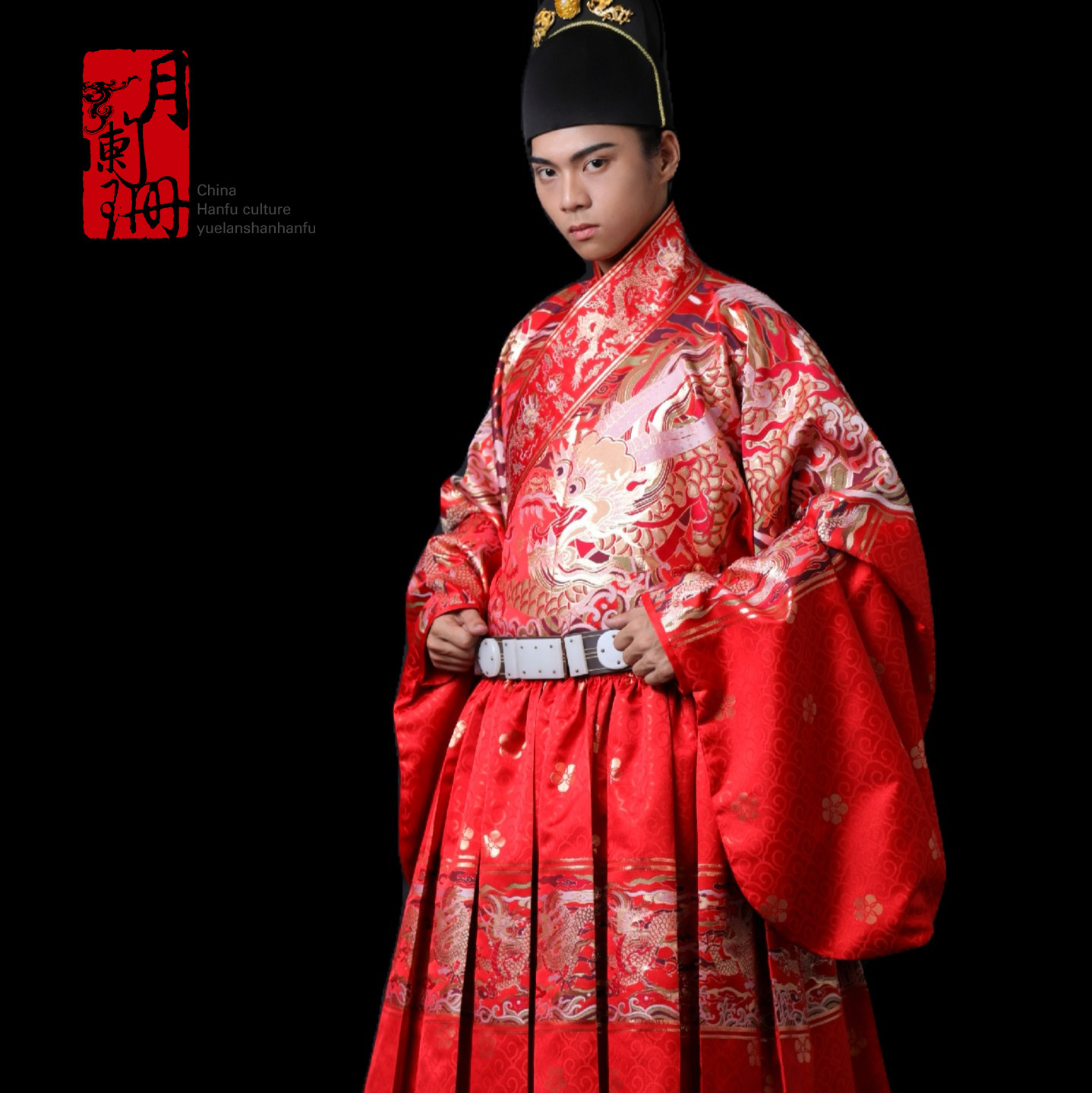 【月阑珊汉服】复原款龙纹金宝地妆花明制曳撒贴里道袍圆领袍婚服