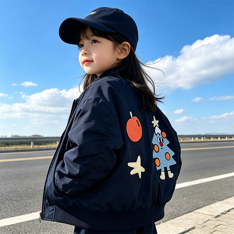 女童外套春秋季2026新款儿童时髦炸街棒球服洋气女孩时髦开衫夹克