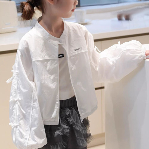 女童韩系薄款外套春夏季2026新款儿童小女孩蝴蝶结夹克衫防晒上衣