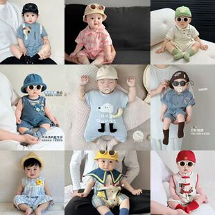 890婴儿衣服夏季 外出服套装 薄款 连体衣婴幼儿夏装 男宝宝短袖 856