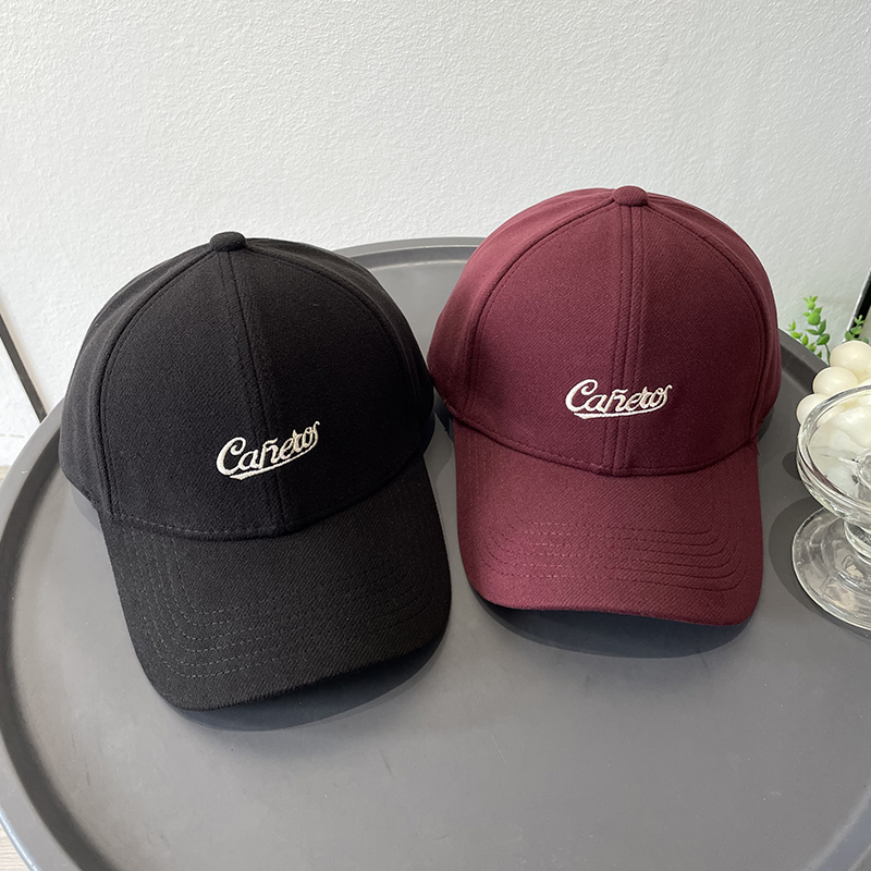 冬款字母刺绣硬顶棒球帽子女时尚高品质尼料休闲百搭潮流鸭舌帽男