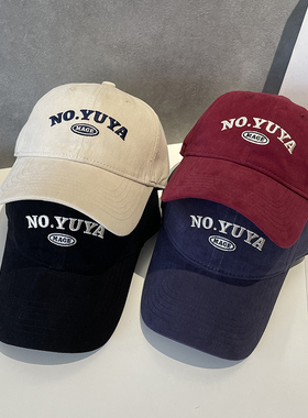 字母NO-YUYA刺绣高品质韩版棒球帽子女秋天时尚鸭舌帽男休闲运动