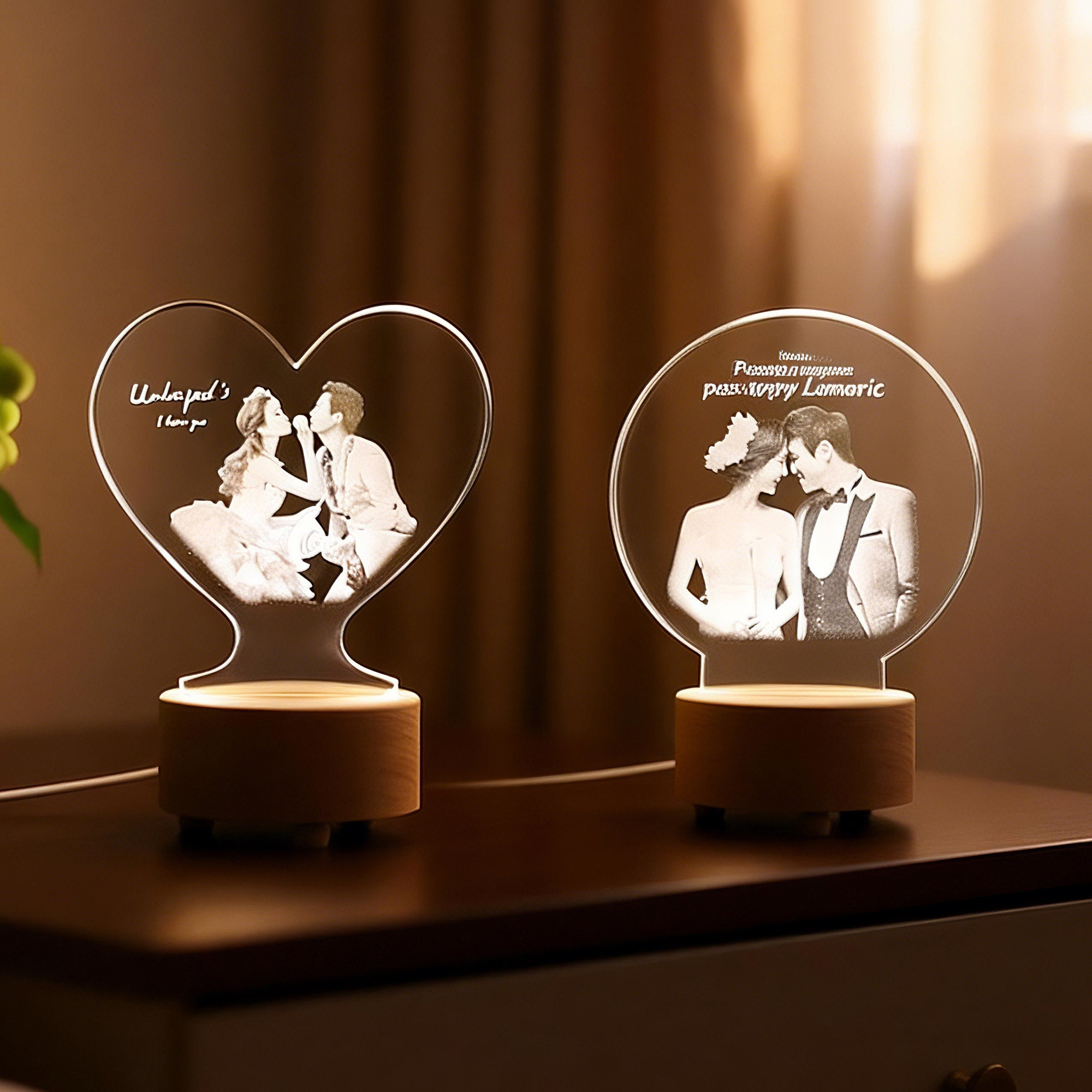 定制七夕礼物照片水晶内雕夜灯氛围送男女朋友纪念日结婚新婚礼品