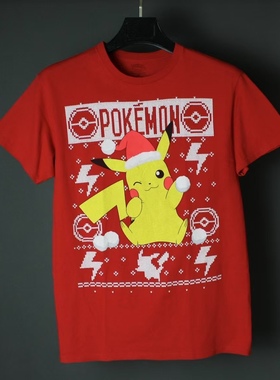 仰泳商店 Pokemon宝可梦 圣诞限定皮卡丘红色短袖T恤vintage古着