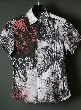 仰泳商店 Just Cavalli 卡沃利短袖男士复古花衬衫vintage古着