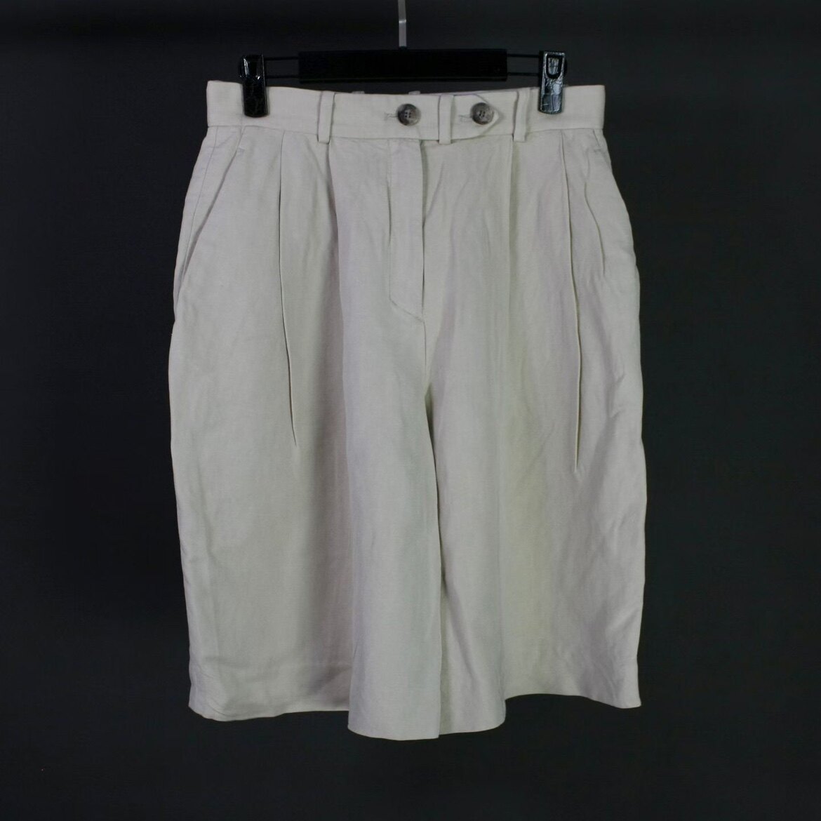 仰泳商店 COS女款米色亚麻透气休闲短裤西装正装裤vintage古着