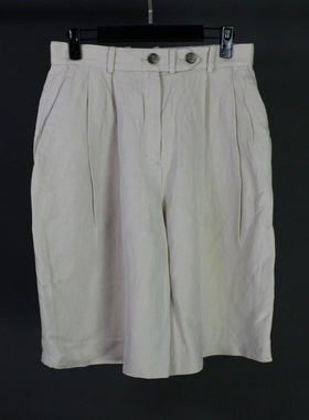仰泳商店 COS女款米色亚麻透气休闲短裤西装正装裤vintage古着