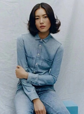 经典官网款美系J家女舒适水洗棉春秋百搭长袖牛仔衬衫衬衣