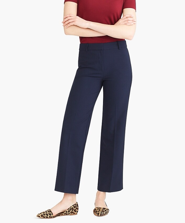 美单J家百搭深蓝色女修型显瘦微弹直筒九分裤休闲裤正装裤西裤