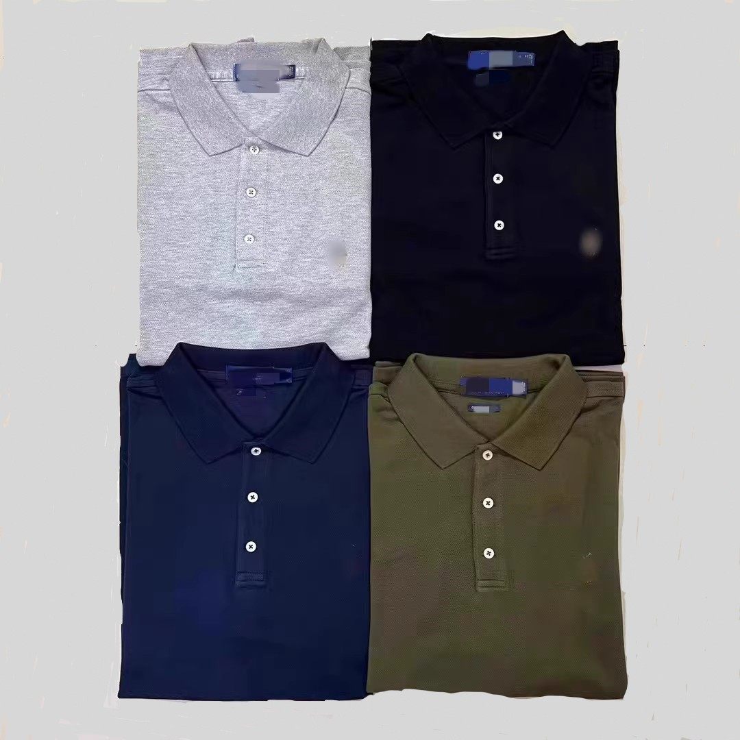 厂货美系彩标男士翻领珠地棉商务休闲长袖POLO衫T恤、多色