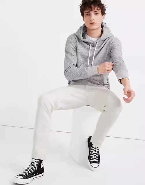 美系M牌男款SLIM修身纯白色时尚百搭小脚牛仔裤休闲裤长裤