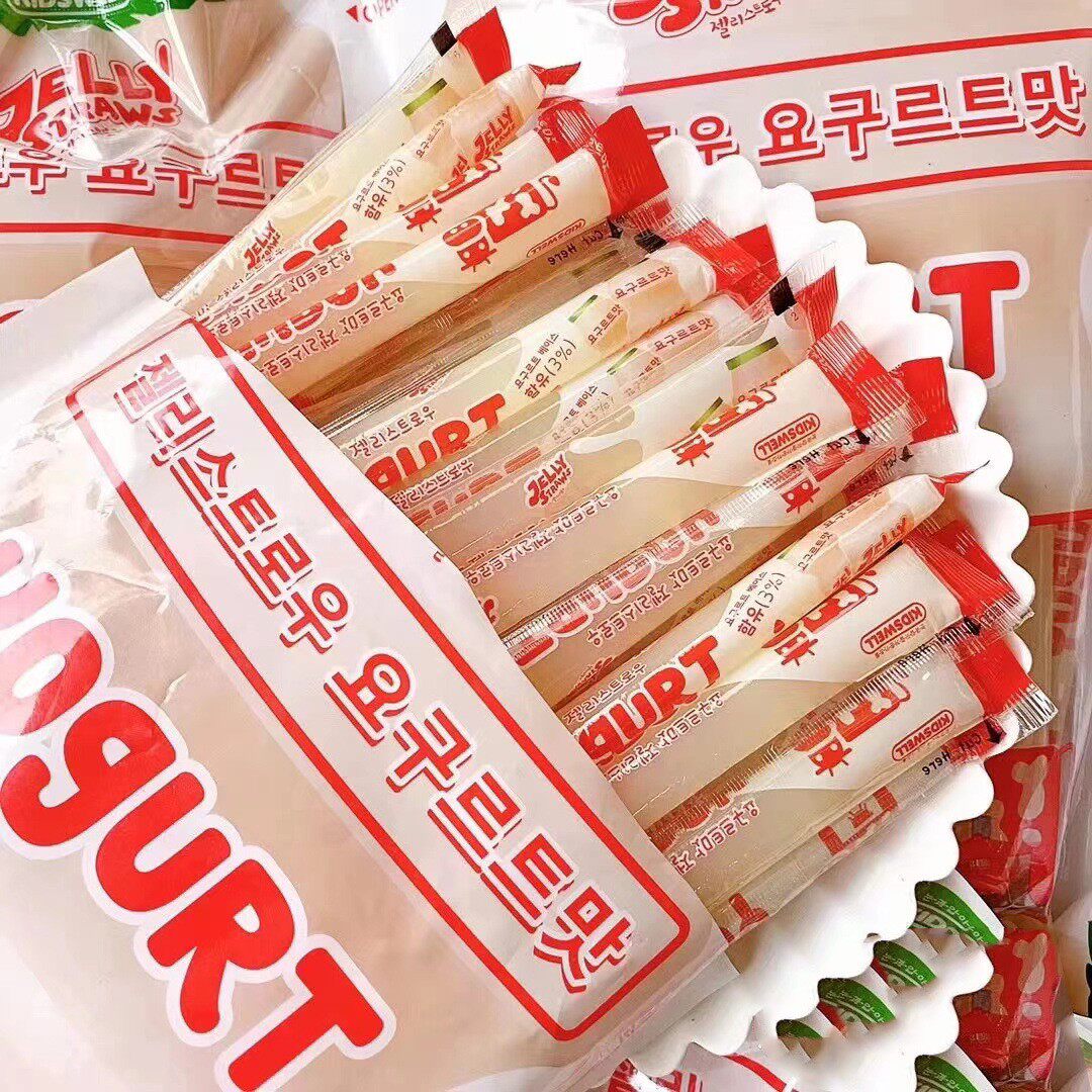 kidswell韩国进口酸奶味乳酸菌果冻条386g/800g休闲可吸果冻布丁