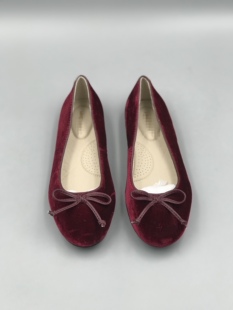 英国老牌劲原单 纯原 酒红 丝绒 四季可穿 简约平底 舒适单鞋 L