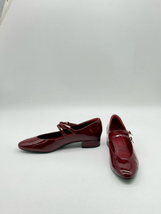 秋季新品 通勤 酒红漆皮  中跟玛丽珍 秀气百搭 单鞋 女 A