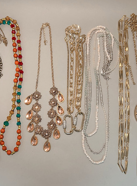 满29包邮孤品欧美老货出口复古Vintage金色流苏复古项链默认微瑕