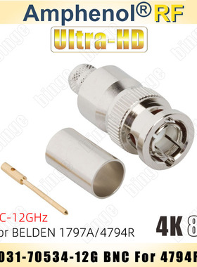 AmphenolRF 031-70534 12G BNC DC-12GHz带宽 75欧 BELDEN 4794R