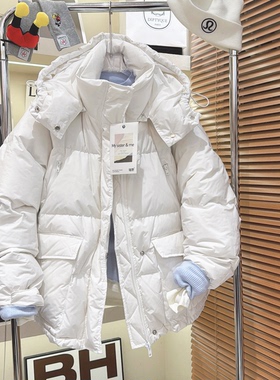 2025冬季新款瑞野me sister my正品休闲宽松连帽白鸭绒羽绒服女