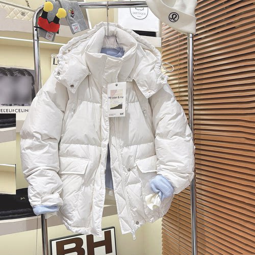 2025冬季新款瑞野me sister my正品休闲宽松连帽白鸭绒羽绒服女