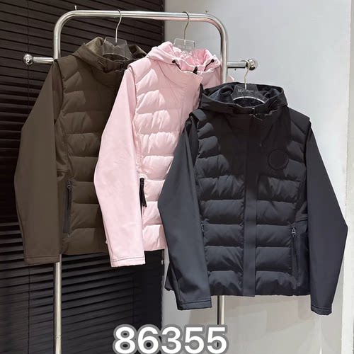 欧洲站2026秋冬新款修身户外连帽加绒外套+轻薄羽绒服马甲两件套