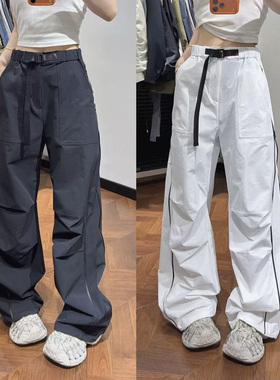 欧洲站20206新款休闲宽松户外工装伞兵裤侧拉链裤长裤女