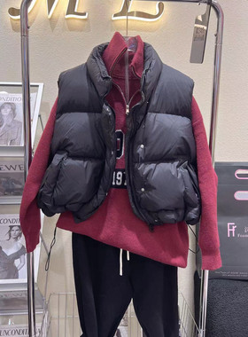 欧洲站2026秋冬新款休闲宽松面包式羽绒马甲女