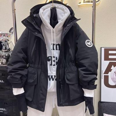 欧洲站2025冬季新款休闲宽松户外防风保暧连帽中长款收腰羽绒服女