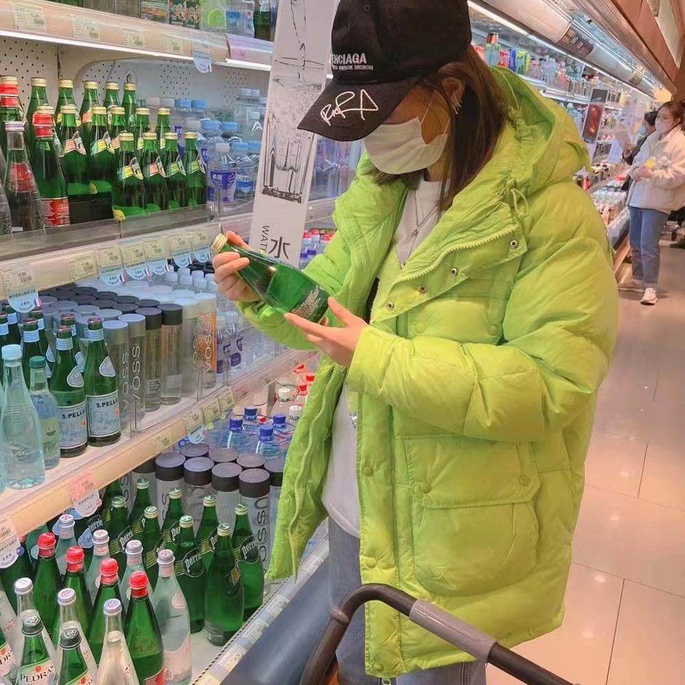 瑞野me sister my休闲宽松糖果色连帽中长款加厚白鸭绒羽绒服女