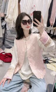 欧洲站2026春新款新中式国风重工刺绣钉珠马甲搭配衬衫上衣女