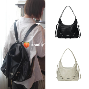 somi家 韩国直邮 ason 26新款大容量字母标柳钉手提腋下双肩包