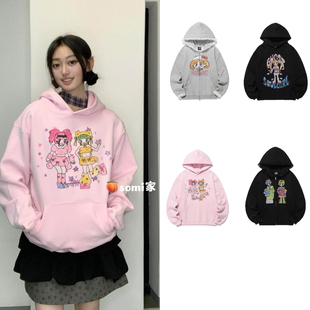somi家韩国美少女联名插画拉链连帽卫衣 sakuya同款