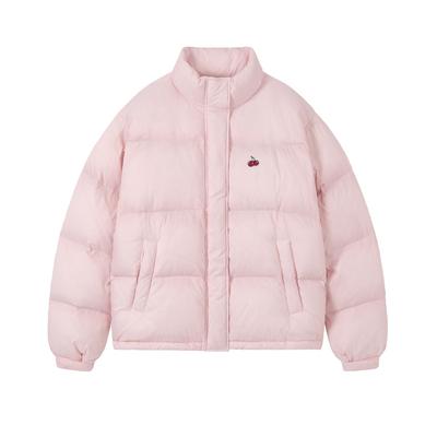 somi家 韩国kirsh经典樱桃贴标立领短款羽绒服甜美可爱面包服正品