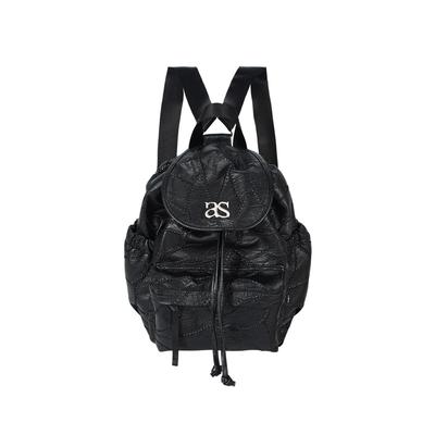 somi家 韩国直邮ASON裂纹感抽绳双肩包机车包大容量通勤百搭