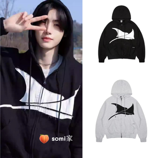 somi家 韩国glack贴布连帽卫衣拉链外套沈载伦 朴成训 黄铉辰同款
