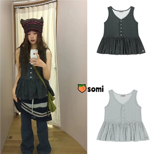 somi家直邮~coyseio圆点满印褶皱荷叶无袖背心鞠婧祎同款7