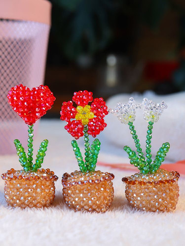 手工编织水晶【成品】包挂钥匙扣手机挂件 小花盆栽