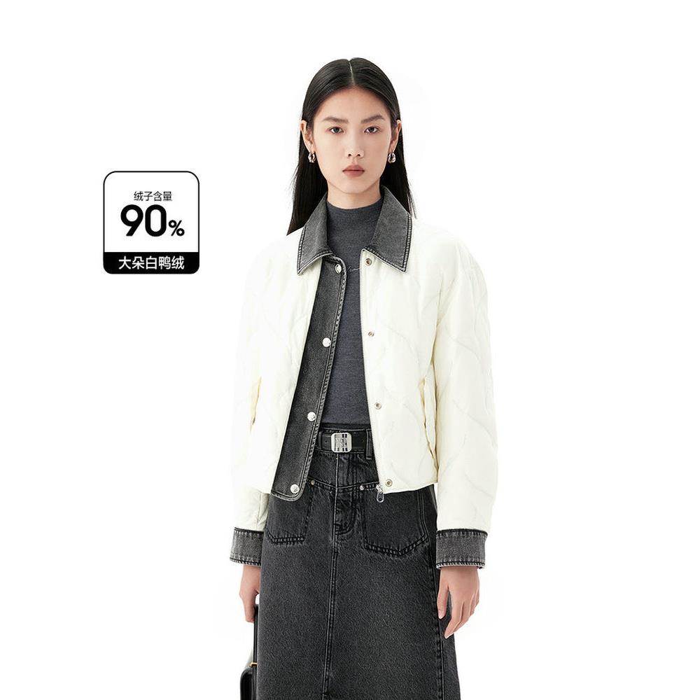 【商场同款】2025冬新款时尚百搭牛仔衬衫羽绒服短外套A1ACE4144