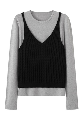 商场同款女装2025冬季新款时尚修身两件套吊带长袖上衣A1CDF4491