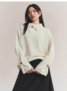 商场同款2025冬季新款时尚百搭竖排扣多领型针织衫女A1EEF4443