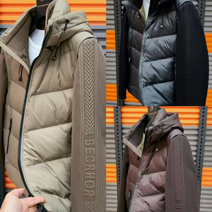 2025冬季新款简约风男士冬季连帽针织袖(可拆卸)潮款羽绒服